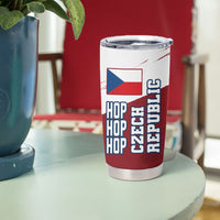 Czech Republic Football Tumbler Cup Fierce Athletic Lion Graphic In Painted Grunge Flag Style