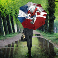 Czech Republic Football Umbrella Fierce Athletic Lion Graphic In Painted Grunge Flag Style