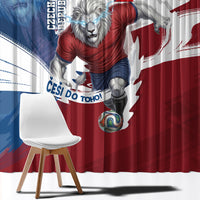 Czech Republic Football Window Curtain Fierce Athletic Lion Graphic In Painted Grunge Flag Style