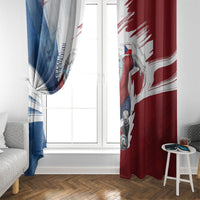 Czech Republic Football Window Curtain Fierce Athletic Lion Graphic In Painted Grunge Flag Style