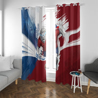 Czech Republic Football Window Curtain Fierce Athletic Lion Graphic In Painted Grunge Flag Style