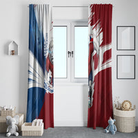 Czech Republic Football Window Curtain Fierce Athletic Lion Graphic In Painted Grunge Flag Style
