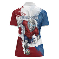 Czech Republic Football Women Polo Shirt Fierce Athletic Lion Graphic In Painted Grunge Flag Style