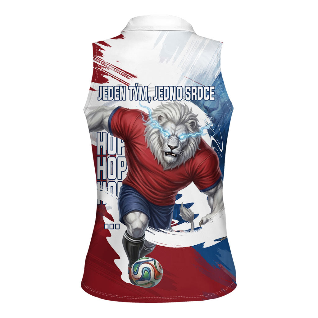 Czech Republic Football Women Sleeveless Polo Shirt Fierce Athletic Lion Graphic In Painted Grunge Flag Style