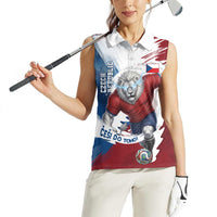Czech Republic Football Women Sleeveless Polo Shirt Fierce Athletic Lion Graphic In Painted Grunge Flag Style