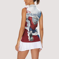 Czech Republic Football Women Sleeveless Polo Shirt Fierce Athletic Lion Graphic In Painted Grunge Flag Style