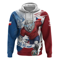 Czech Republic Football Zip Hoodie Fierce Athletic Lion Graphic In Painted Grunge Flag Style