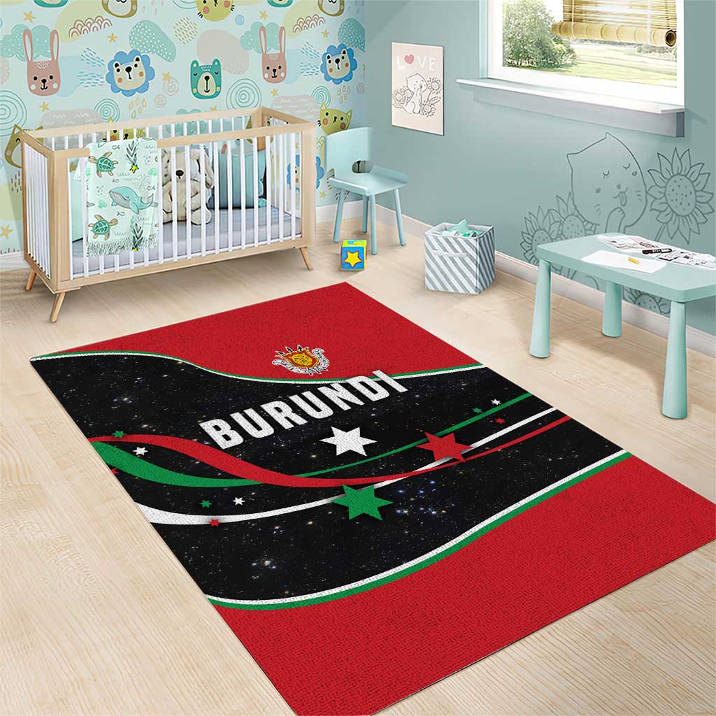 Burundi Area Rug with Athletics Runners Black Red Green Flag Spirit
