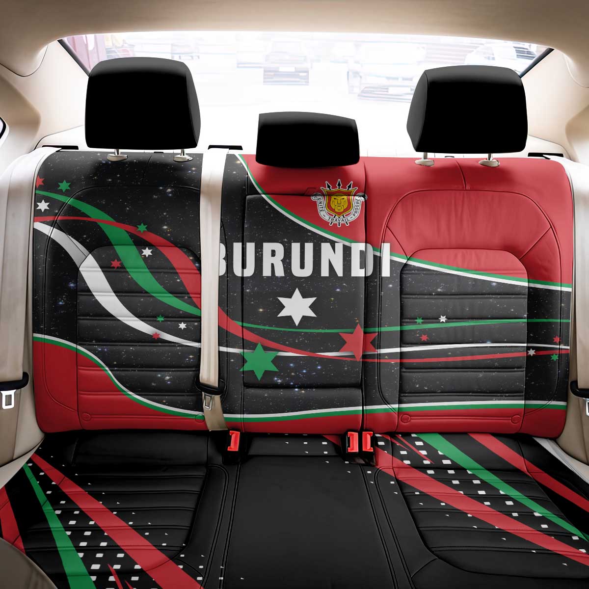Burundi Back Car Seat Cover with Athletics Runners Black Red Green Flag Spirit