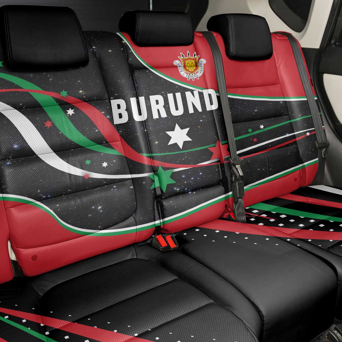 Burundi Back Car Seat Cover with Athletics Runners Black Red Green Flag Spirit