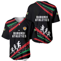 Burundi Baseball Jersey with Athletics Runners Black Red Green Flag Spirit