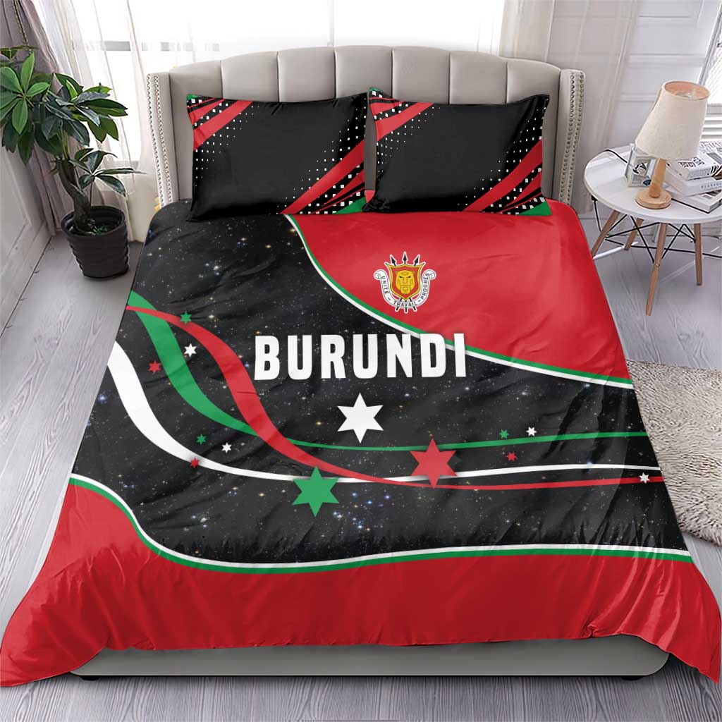 Burundi Bedding Set with Athletics Runners Black Red Green Flag Spirit