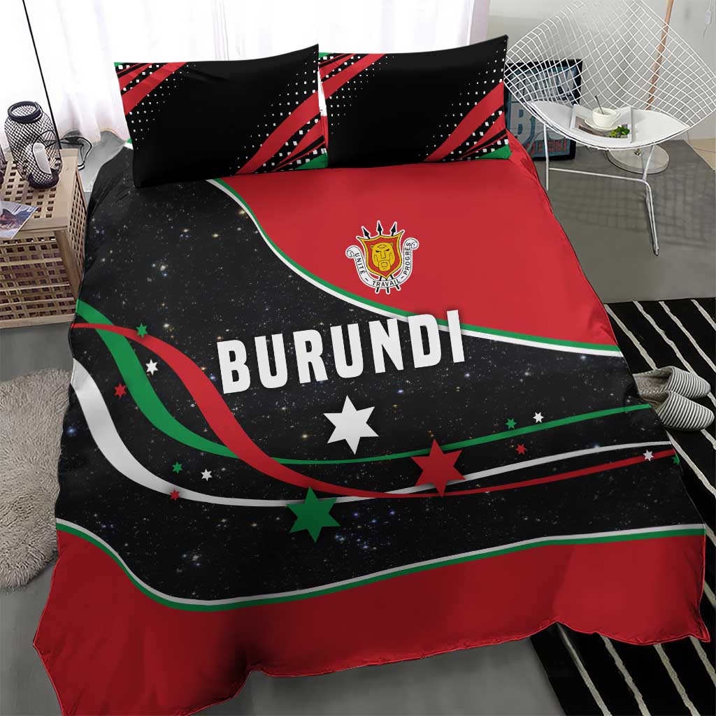 Burundi Bedding Set with Athletics Runners Black Red Green Flag Spirit