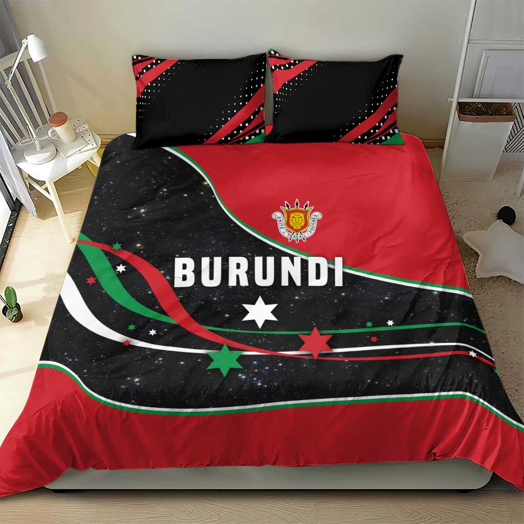 Burundi Bedding Set with Athletics Runners Black Red Green Flag Spirit
