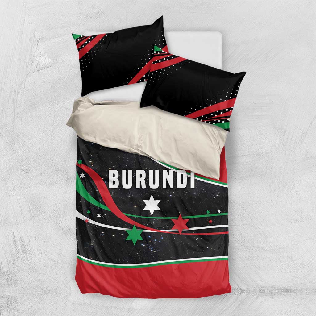 Burundi Bedding Set with Athletics Runners Black Red Green Flag Spirit