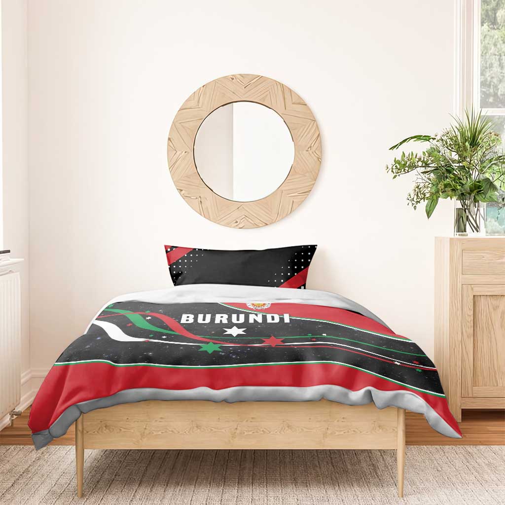 Burundi Bedding Set with Athletics Runners Black Red Green Flag Spirit