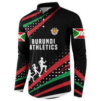 Burundi Button Sweatshirt with Athletics Runners Black Red Green Flag Spirit