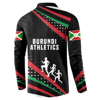 Burundi Button Sweatshirt with Athletics Runners Black Red Green Flag Spirit