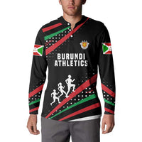 Burundi Button Sweatshirt with Athletics Runners Black Red Green Flag Spirit