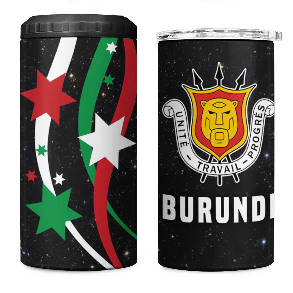 Burundi 4 in 1 Can Cooler Tumbler with Athletics Runners Black Red Green Flag Spirit