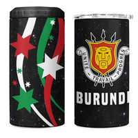 Burundi 4 in 1 Can Cooler Tumbler with Athletics Runners Black Red Green Flag Spirit