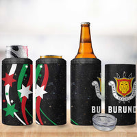 Burundi 4 in 1 Can Cooler Tumbler with Athletics Runners Black Red Green Flag Spirit