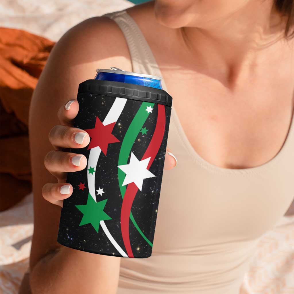 Burundi 4 in 1 Can Cooler Tumbler with Athletics Runners Black Red Green Flag Spirit