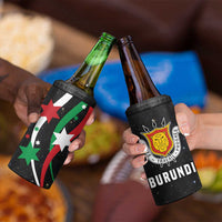 Burundi 4 in 1 Can Cooler Tumbler with Athletics Runners Black Red Green Flag Spirit