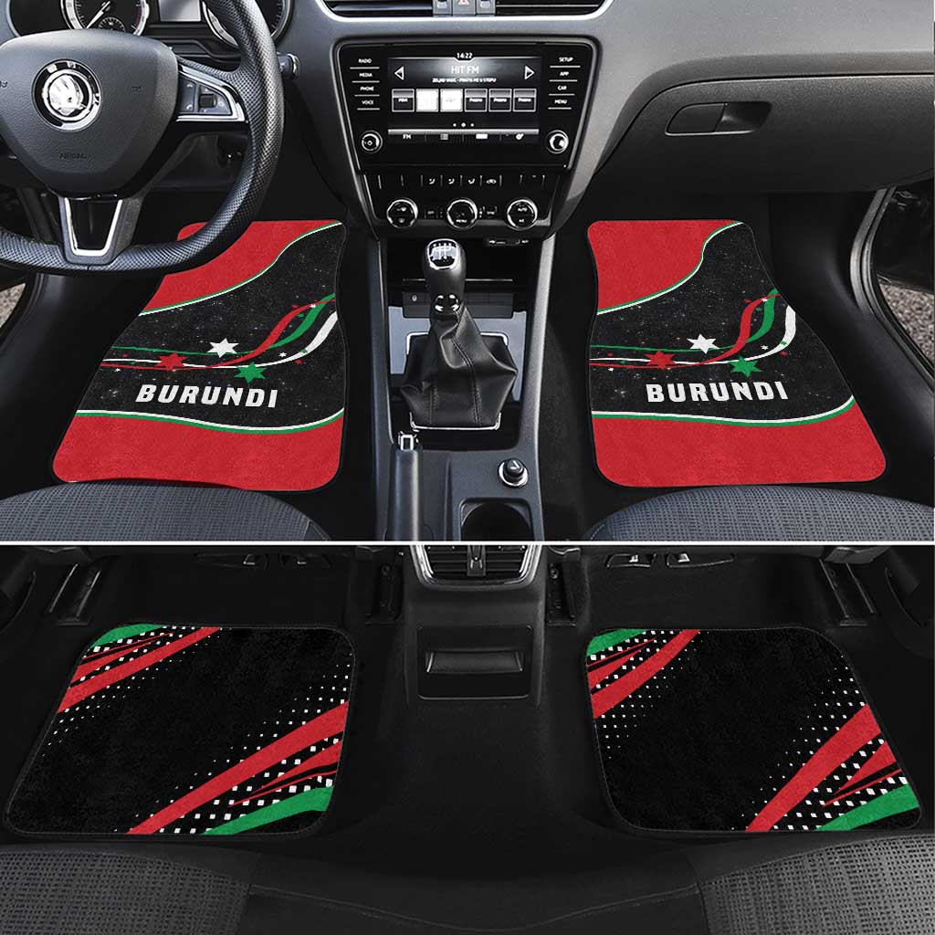 Burundi Car Mats with Athletics Runners Black Red Green Flag Spirit