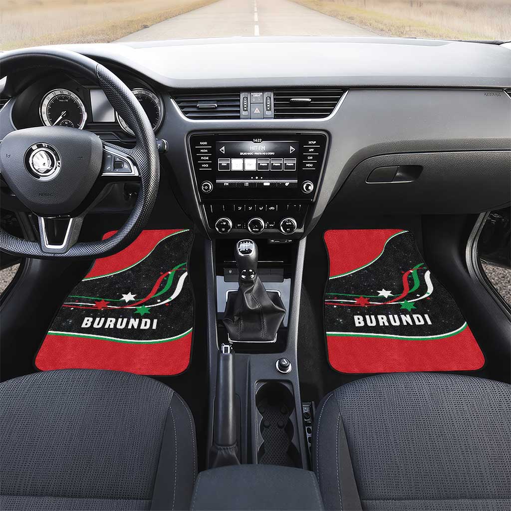 Burundi Car Mats with Athletics Runners Black Red Green Flag Spirit