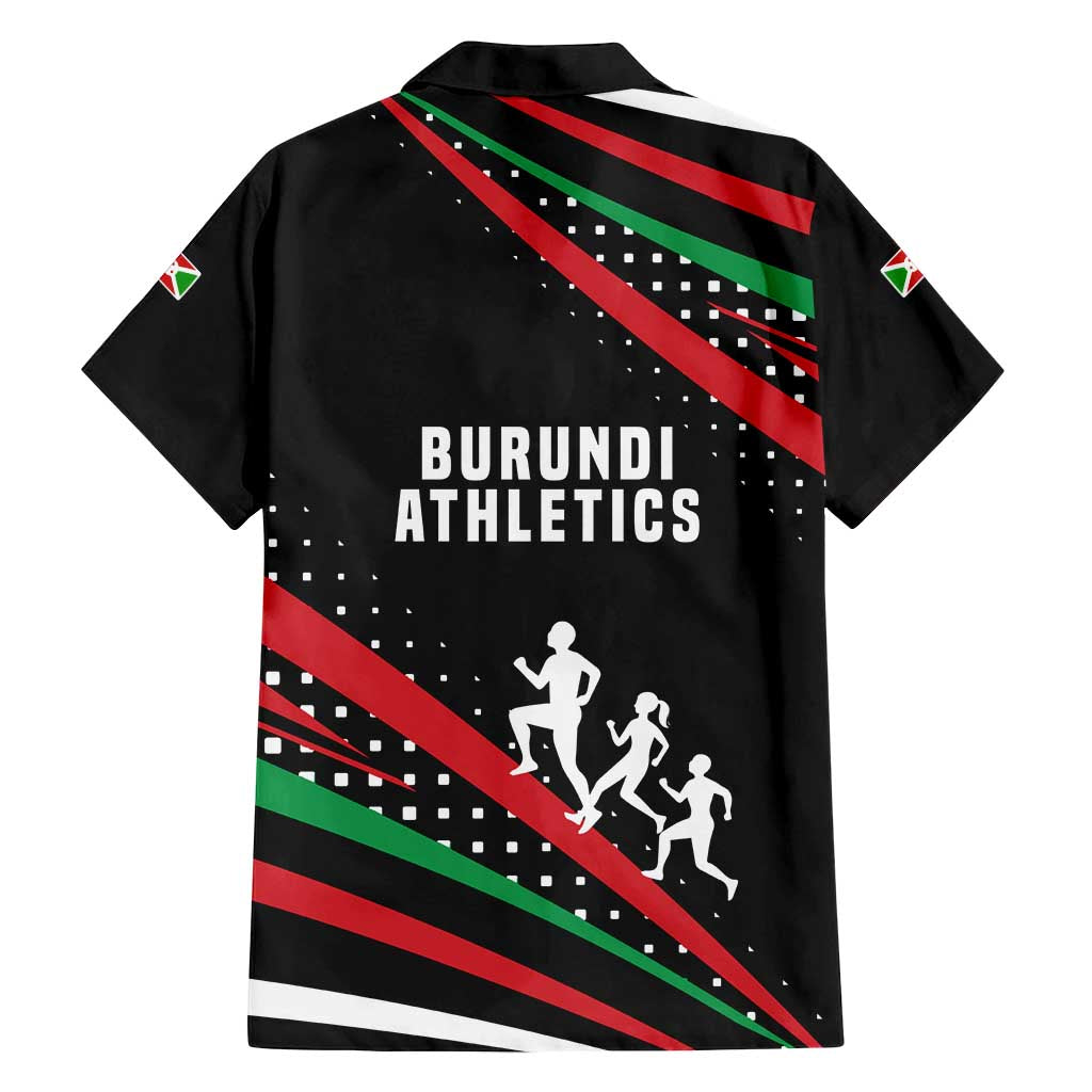 Burundi Family Matching Long Sleeve Bodycon Dress and Hawaiian Shirt with Athletics Runners Black Red Green Flag Spirit