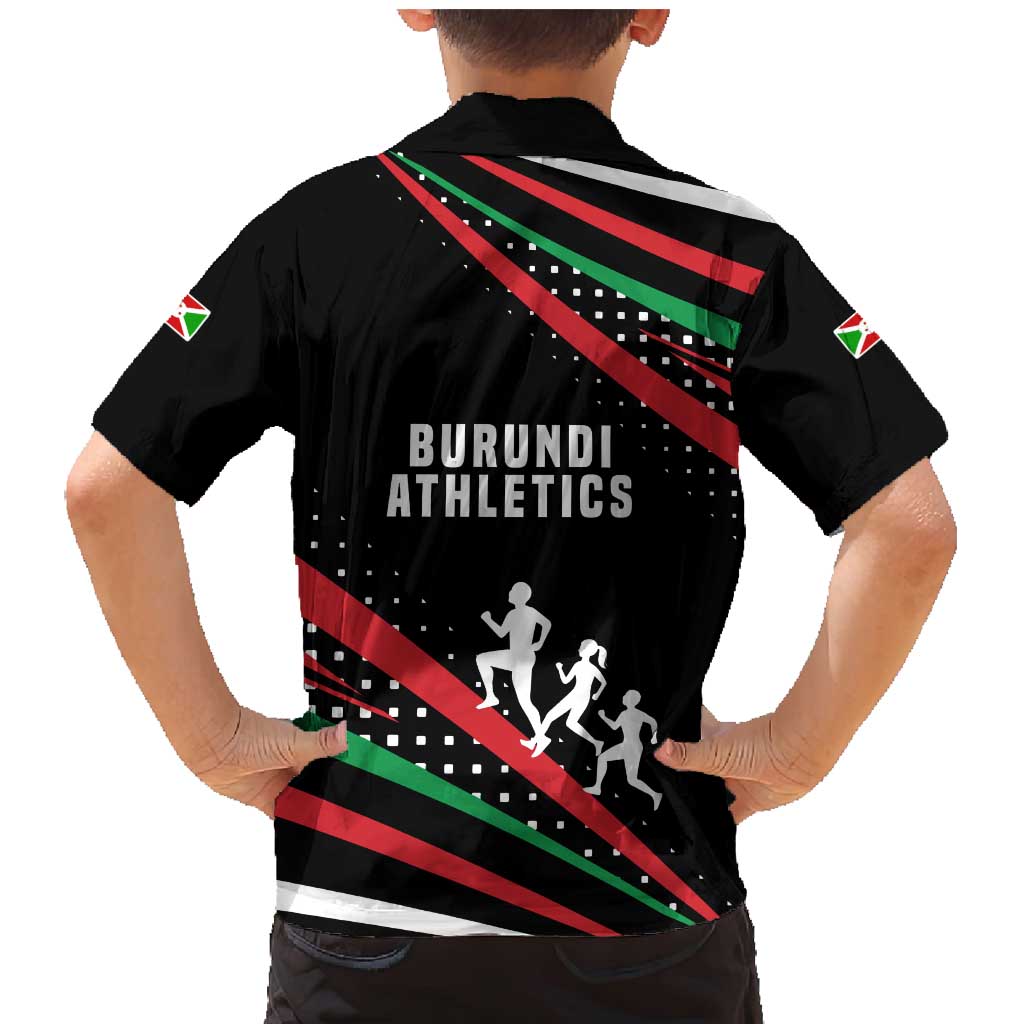 Burundi Family Matching Mermaid Dress and Hawaiian Shirt with Athletics Runners Black Red Green Flag Spirit