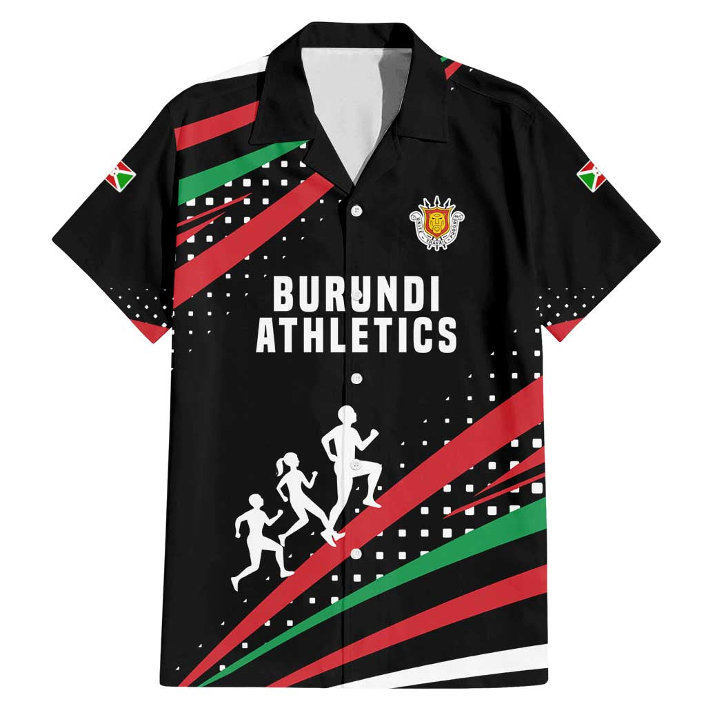 Burundi Family Matching Mermaid Dress and Hawaiian Shirt with Athletics Runners Black Red Green Flag Spirit