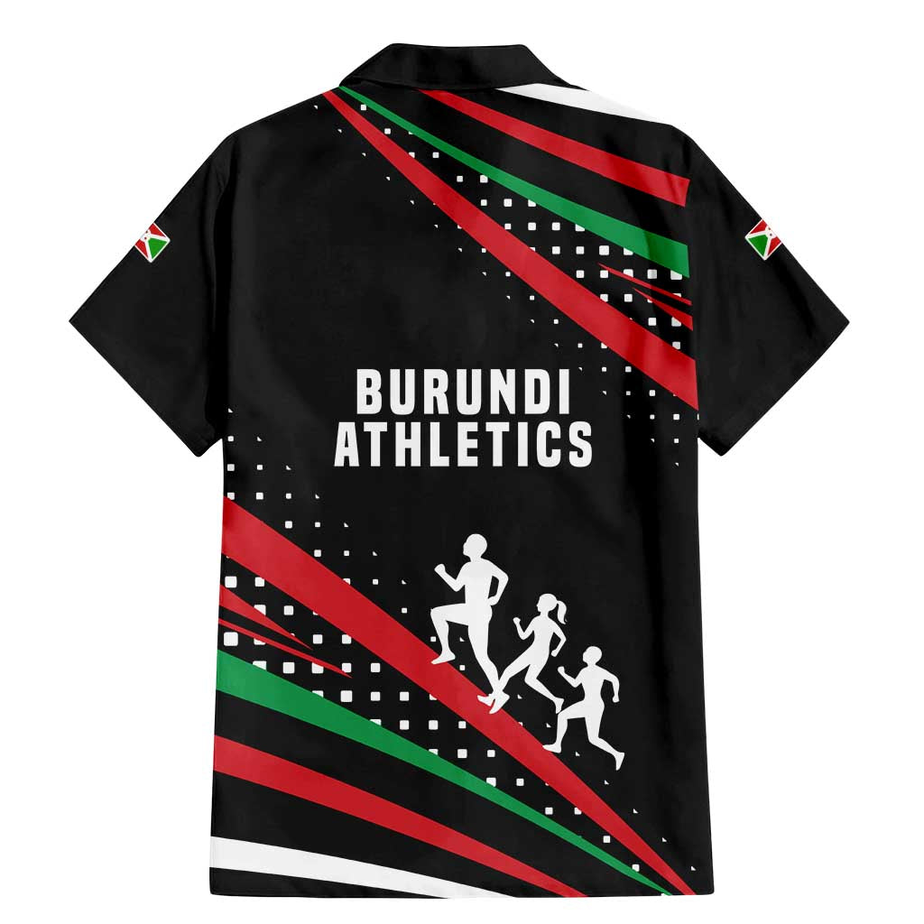 Burundi Family Matching Mermaid Dress and Hawaiian Shirt with Athletics Runners Black Red Green Flag Spirit
