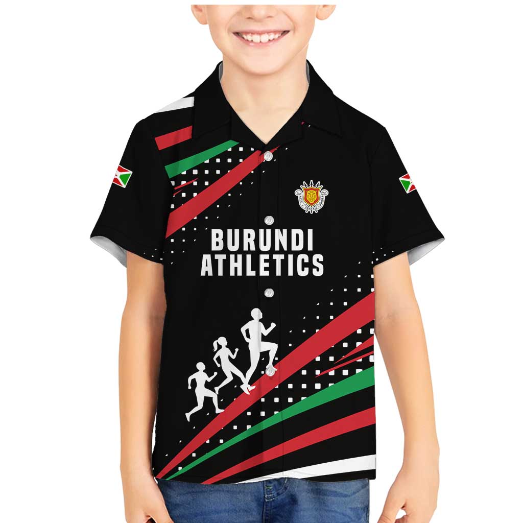 Burundi Family Matching Mermaid Dress and Hawaiian Shirt with Athletics Runners Black Red Green Flag Spirit