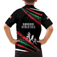 Burundi Family Matching Off The Shoulder Long Sleeve Dress and Hawaiian Shirt with Athletics Runners Black Red Green Flag Spirit