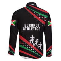 Burundi Family Matching Off The Shoulder Long Sleeve Dress and Hawaiian Shirt with Athletics Runners Black Red Green Flag Spirit