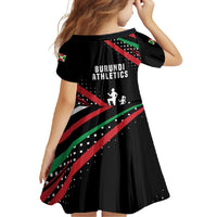 Burundi Family Matching Off Shoulder Maxi Dress and Hawaiian Shirt with Athletics Runners Black Red Green Flag Spirit