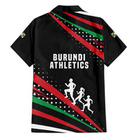 Burundi Family Matching Off Shoulder Maxi Dress and Hawaiian Shirt with Athletics Runners Black Red Green Flag Spirit