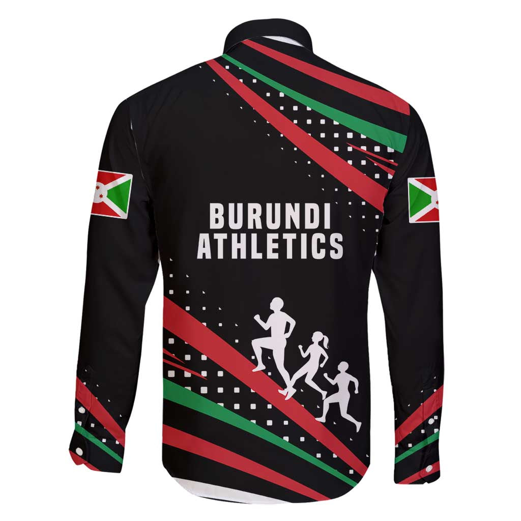 Burundi Family Matching Off Shoulder Maxi Dress and Hawaiian Shirt with Athletics Runners Black Red Green Flag Spirit