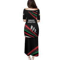 Burundi Family Matching Puletasi and Hawaiian Shirt with Athletics Runners Black Red Green Flag Spirit