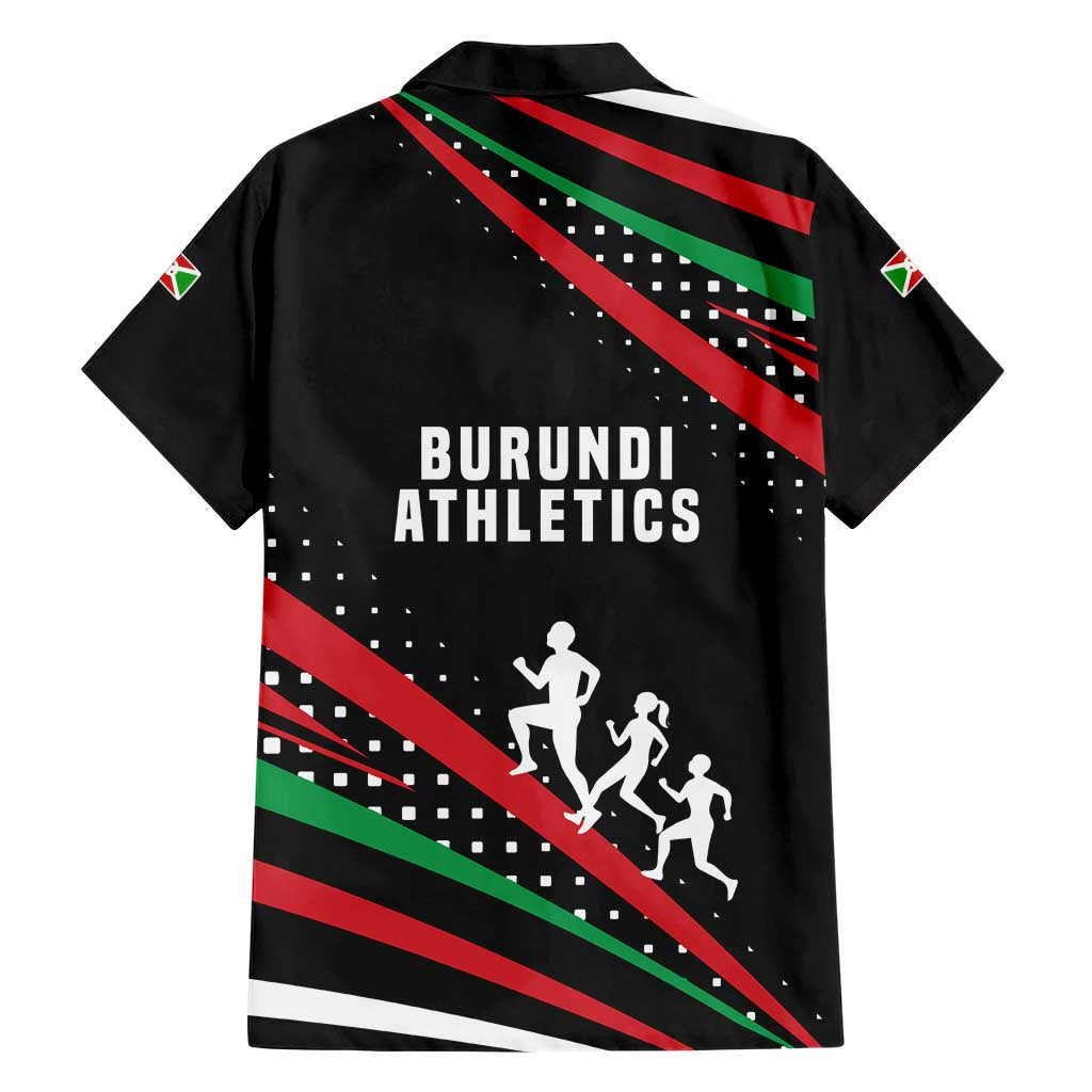 Burundi Family Matching Short Sleeve Bodycon Dress and Hawaiian Shirt with Athletics Runners Black Red Green Flag Spirit