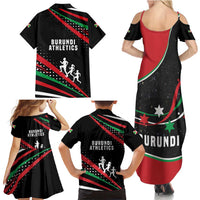 Burundi Family Matching Summer Maxi Dress and Hawaiian Shirt with Athletics Runners Black Red Green Flag Spirit