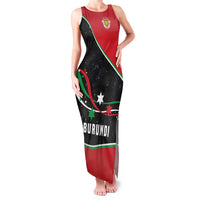 Burundi Family Matching Tank Maxi Dress and Hawaiian Shirt with Athletics Runners Black Red Green Flag Spirit