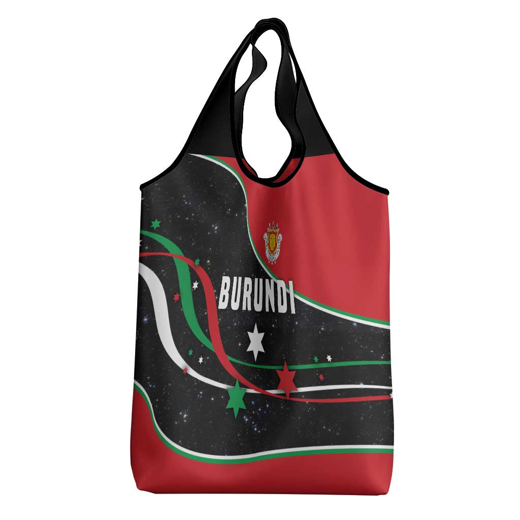 Burundi Grocery Bag with Athletics Runners Black Red Green Flag Spirit