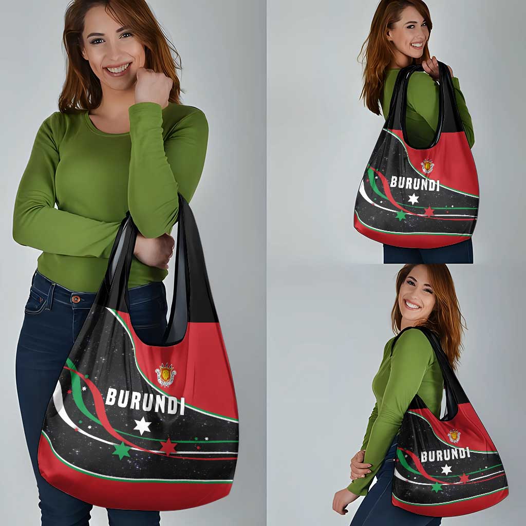 Burundi Grocery Bag with Athletics Runners Black Red Green Flag Spirit