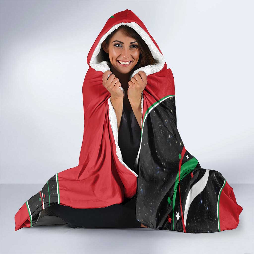 Burundi Hooded Blanket with Athletics Runners Black Red Green Flag Spirit