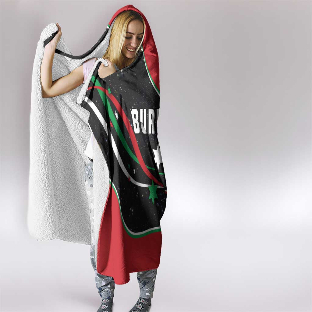 Burundi Hooded Blanket with Athletics Runners Black Red Green Flag Spirit