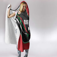 Burundi Hooded Blanket with Athletics Runners Black Red Green Flag Spirit