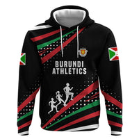 Burundi Hoodie with Athletics Runners Black Red Green Flag Spirit